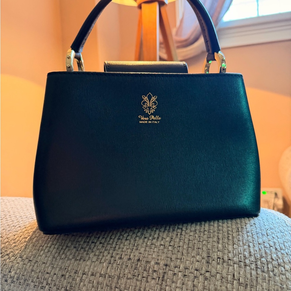 Vera Pelle Elegant Black Satchel - Picture 2 of 8